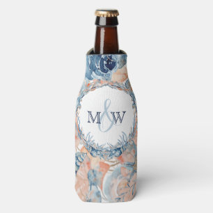 Nautical Wedding Beach Seashell and Roses Bottle Cooler