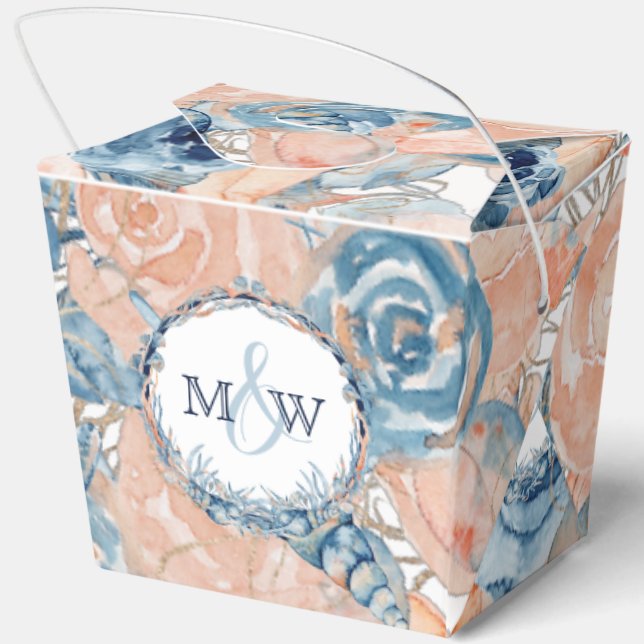 Nautical Wedding Beach Seashell Flowers  Favor Boxes (Back)