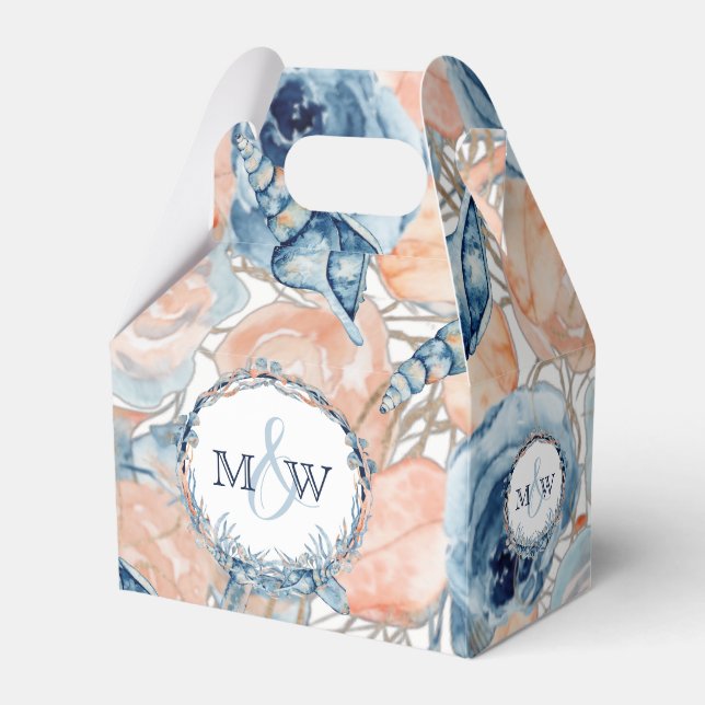 Nautical Wedding Beach Seashell Flowers  Favor Boxes (Front Side)