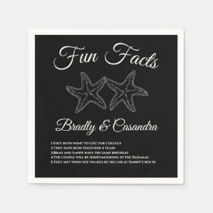 Nautical Wedding Black and White Starfish Fun Fact Napkins