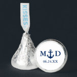 Nautical Wedding Blue Anchor Bride Groom Initials Hershey®'s Kisses®<br><div class="desc">Nautical Wedding Navy Blue Anchor Bride and Groom Initials Chocolate Candy</div>