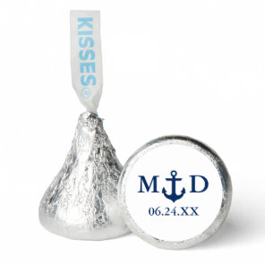 Nautical Wedding Blue Anchor Bride Groom Initials Hershey®'s Kisses®