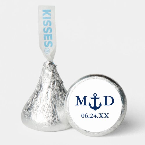 Nautical Wedding Blue Anchor Bride Groom Initials Hersheys Kisses