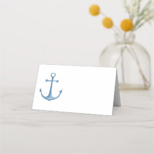 Nautical wedding. Blue anchor seating card. Beach Place Card