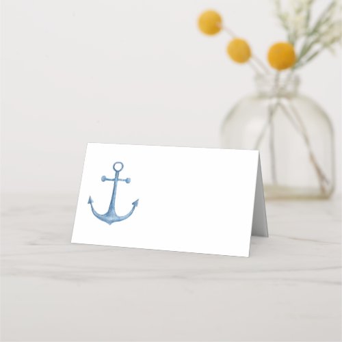Nautical wedding Blue anchor seating card Beach Place Card