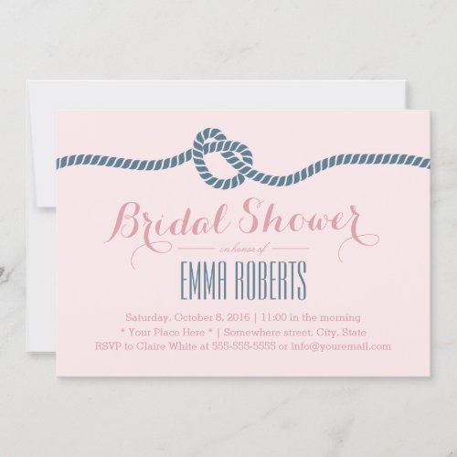 Nautical Wedding Blush  Dusty Blue Bridal Shower Invitation