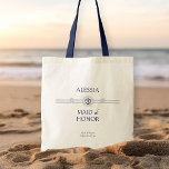 Nautical Wedding Bridal Party Gift Maid of Honor Tote Bag<br><div class="desc">Bridal party gift tote bag with nautical theme to personalize for each of the members in your bridal party. The custom text includes your guest name, role or relation and, the name of the bride and groom and their wedding date. If you want to venture into the design tool, you...</div>