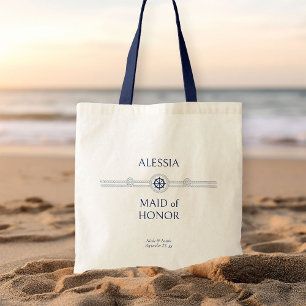 Nautical Wedding Bridal Party Gift Maid of Honor Tote Bag
