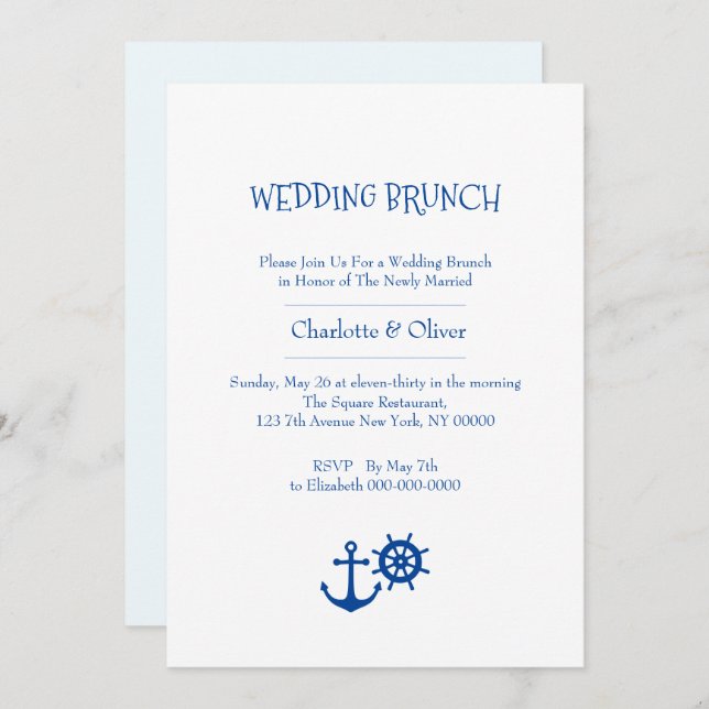 Nautical Wedding Brunch Invitation (Front/Back)