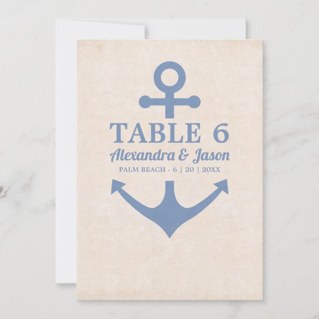 Nautical Wedding by the Sea Table Numbers (Front)