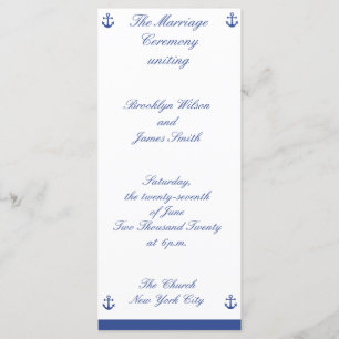 Nautical Wedding Ceremony Programs Rack Card