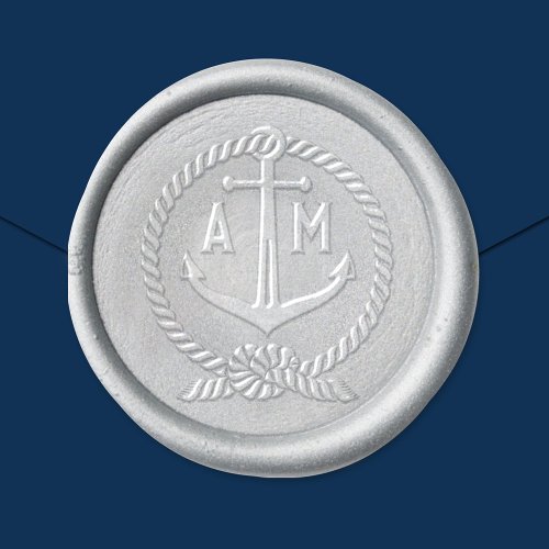 Nautical Wedding Custom Anchor Monogram Initials Wax Seal Sticker