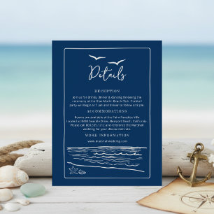  Nautical Wedding Details Card   Ocean & Seashells