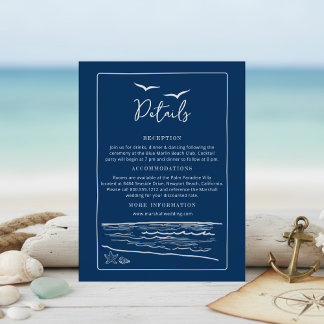  Nautical Wedding Details Card | Ocean & Seashells