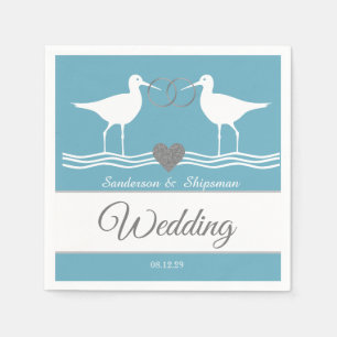 Nautical Wedding Duty Blue Sandpiper Napkins