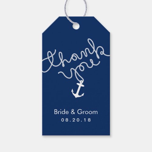 Nautical Wedding Favor Anchor Navy Blue Thank You Gift Tags