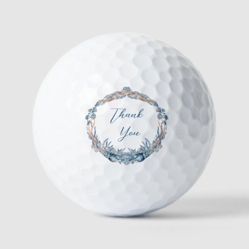 Nautical Wedding Favor Seashell Wreath Thank You Golf Balls