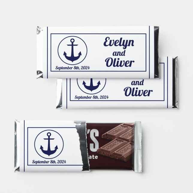 Nautical Wedding Favors Hershey's Chocolate Bars (Front)