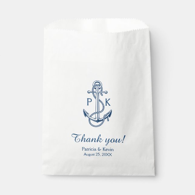 Nautical wedding favour bag | Anchor favor bag (Front)