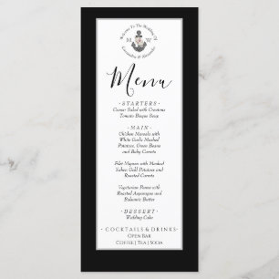 Nautical Wedding Floral Anchor Black and White Menu