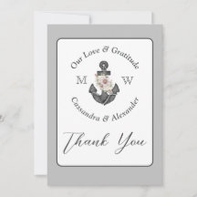 Nautical Wedding Floral Anchor Gray and White