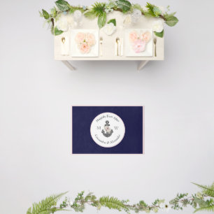 Nautical Wedding Floral Anchor Navy Blue Pink Outdoor Rug