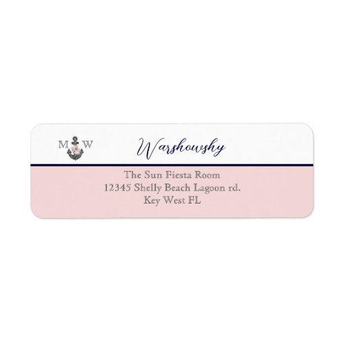 Nautical Wedding Floral Anchor Pink and Navy  Label