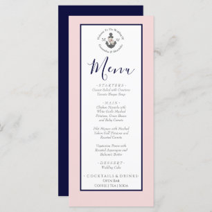 Nautical Wedding Floral Anchor Pink Navy Gray Menu