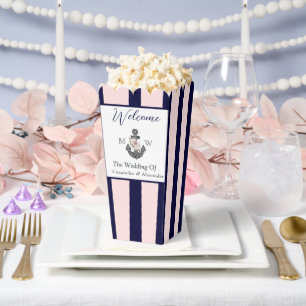Nautical Wedding Floral Anchor Pink Navy Welcome Favor Boxes