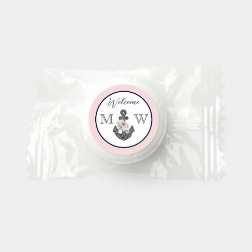Nautical Wedding Floral Anchor Pink Navy Welcome  Life Saver Mints