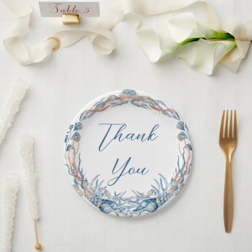 Nautical Wedding Floral Anchor Pink Navy Welcome Paper Plates