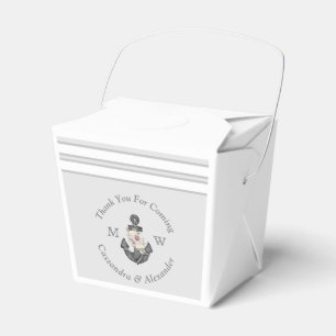 Nautical Wedding Floral Anchor Silver Gray Favor Boxes