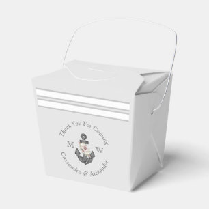 Nautical Wedding Floral Anchor Silver Gray Favor Boxes