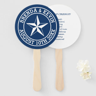 Nautical wedding hand fan with ceremony schedule