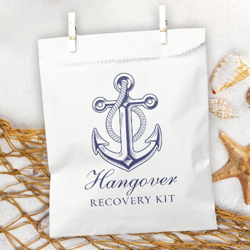 Nautical Wedding Hangover Kit Navy Blue Anchor Favor Bag