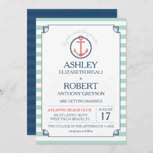 Nautical Wedding Invitation - Anchor
