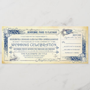 Nautical Wedding Invitation Boarding Pass Tickets