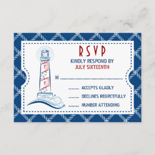 Nautical Wedding Invitation Ticket RSVP