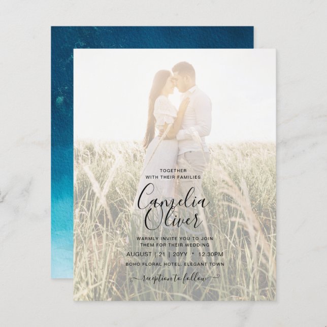 Nautical Wedding Invitation with Sailing Boat (Front/Back)