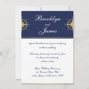 Nautical Wedding Invitations Gold Compass