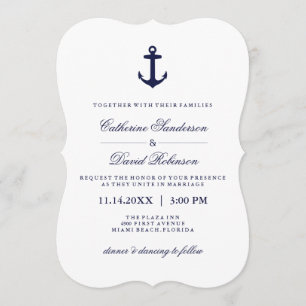 Nautical Wedding Invitations with Navy Stripes