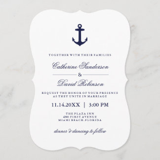 Nautical Wedding Invitations with Navy Stripes