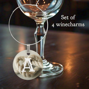 Nautical Wedding Knot Monogram Wine Charms