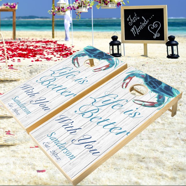 Nautical Wedding Life is Better With You  Cornhole Set (Creator Uploaded)