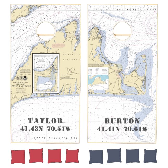 Nautical Wedding Martha's Vineyard Bride Groom Cornhole Set (Set)