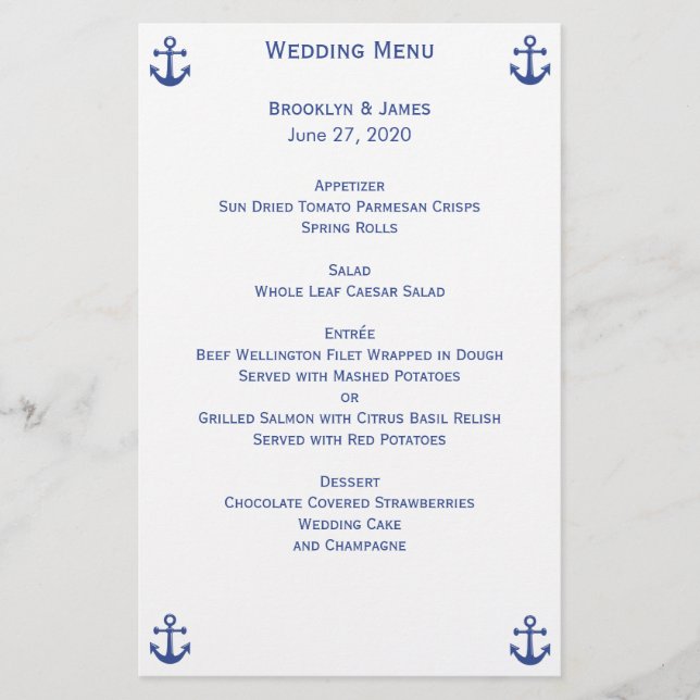 Nautical Wedding Menu Custom Flyer (Front)