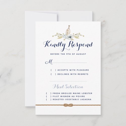 Nautical Wedding Message in a Bottle Semi_Formal RSVP Card