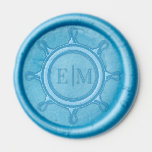Nautical Wedding Monogram Ships Wheel Wax Seal Sticker<br><div class="desc">The premade nautical monogram wax seals will add a touch of elegance to your wedding invitations. It has a ship’s wheel with the monogram initials of the bride and groom inside.</div>