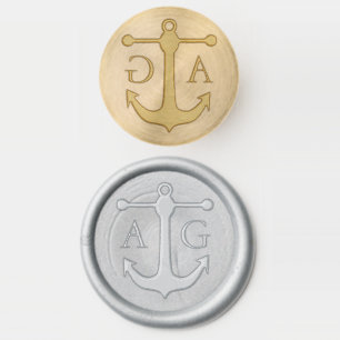 Nautical Wedding Monogram With Anchor Wax Seal Stamp