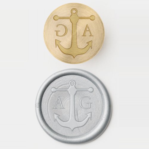 Nautical Wedding Monogram With Anchor Wax Seal Stamp